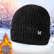 Men's Fleece-Lined Thick-Knit Beanie, Warm Winter Stretch Cold-Proof Skull Cap for Outdoor Cycling—Black In Australia - Darrahopens