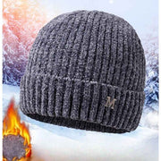 Men's Fleece-Lined Thick-Knit Beanie, Warm Winter Stretch Cold-Proof Skull Cap for Outdoor Cycling—Gray In Australia - Darrahopens