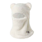 Cute Bear Ear Plush Integrated Balaclava Hat, 4-in-1 Windproof Warm Neck and Face Cover Hat - White In Australia - Darrahopens