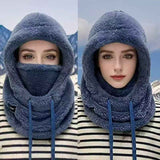 Fleece Drawstring Integrated Balaclava Hat, 3-in-1 Windproof Neck and Face Cover, Warm Cap for Winter Cycling - Khaki In Australia - Darrahopens