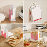 Adjustable-Thickness Bread Slicer, Toast Cutting Rack, DIY Baking Tool for Sandwiches—White