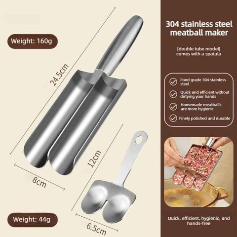 304 Stainless Steel Meatball Maker, Multi-size Paste Rice Ball Mold with Scoop for the Kitchen—Double Tube In Australia - Darrahopens
