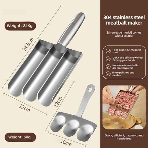304 Stainless Steel Meatball Maker, Multi-size Paste Rice Ball Mold with Scoop for the Kitchen—Three Tubes In Australia - Darrahopens