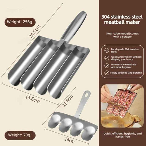 304 Stainless Steel Meatball Maker, Multi-size Paste Rice Ball Mold with Scoop for the Kitchen—Four Tubes In Australia - Darrahopens