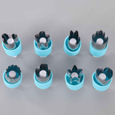 Hand Press Fruit and Vegetable Cookie Cutter 8-Piece Set, Food Shape Molds—Blue In Australia - Darrahopens