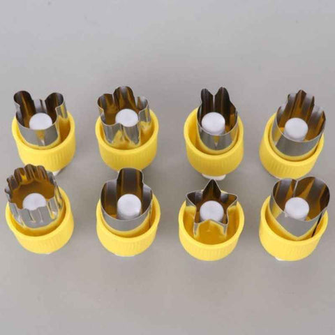 Hand Press Fruit and Vegetable Cookie Cutter 8-Piece Set, Food Shape Molds—Yellow In Australia - Darrahopens