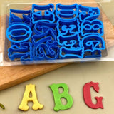26 Pcs Large Vintage Alphabet Cookie Cutter Set, Plastic Fondant Cake Chocolate Baking Press Molds