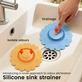 Sunflower Silicone Sink Filter Mat 2-Pack, Anti-Clog Hair, Odor-Proof Drain Cover for Kitchen and Bathroom—Blue