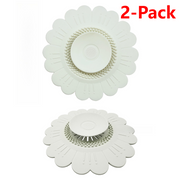 Sunflower Silicone Sink Filter Mat 2-Pack, Anti-Clog Hair, Odor-Proof Drain Cover for Kitchen and Bathroom—White In Australia - Darrahopens