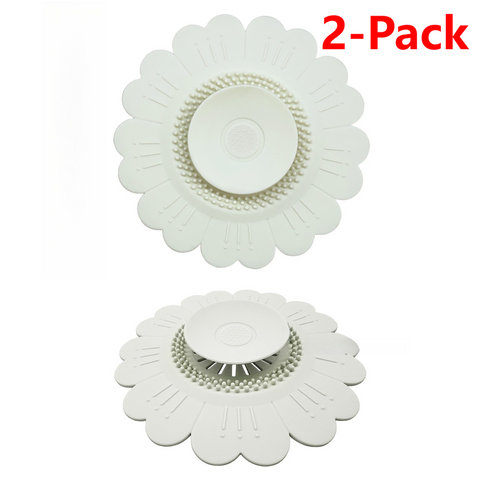 Sunflower Silicone Sink Filter Mat 2-Pack, Anti-Clog Hair, Odor-Proof Drain Cover for Kitchen and Bathroom—White In Australia - Darrahopens