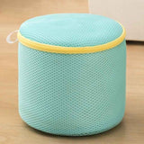 Cylindrical Sandwich Mesh Bra Laundry Bag, Anti-Deformation Underwear Washing Bag — Blue