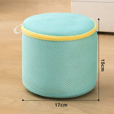 Cylindrical Sandwich Mesh Bra Laundry Bag, Anti-Deformation Underwear Washing Bag — Blue