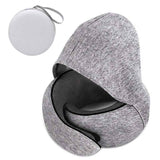 Hooded Memory Foam U-Shaped Travel Pillow, Foldable Light-Blocking for Napping on Planes and Trains—Light Gray In Australia - Darrahopens