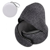 Hooded Memory Foam U-Shaped Travel Pillow, Foldable Light-Blocking for Napping on Planes and Trains—Dark Gray