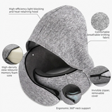 Hooded Memory Foam U-Shaped Travel Pillow, Foldable Light-Blocking for Napping on Planes and Trains—Dark Gray In Australia - Darrahopens