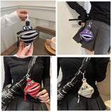 Creative Multi-zip Monster Coin Purse, Earphone and Key Storage Pouch with Detachable Hook—Black