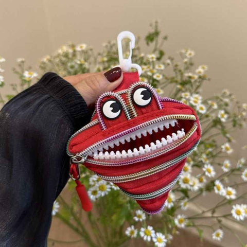 Creative Multi-zip Monster Coin Purse, Earphone and Key Storage Pouch with Detachable Hook - Red In Australia - Darrahopens