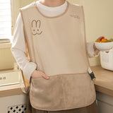 Sleeveless Vest-Style Waterproof and Oil-Resistant Apron, Washable Aprons for Home Kitchens—Brown