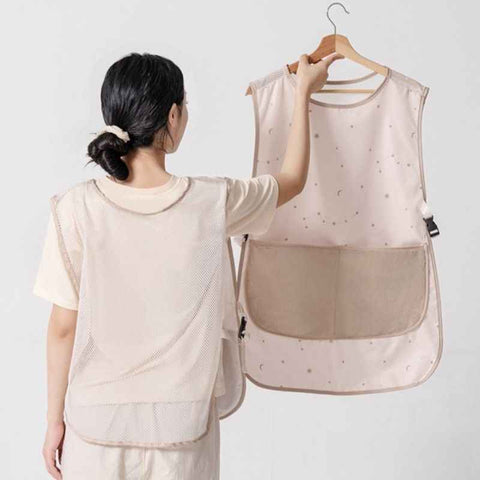 Mesh Breathable Vest-Style Waterproof and Oil-Resistant Apron, Washable Aprons for Home Kitchens—Beige In Australia - Darrahopens