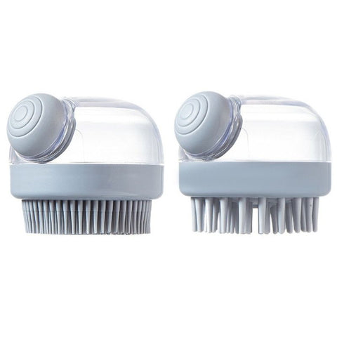 Shampoo & Bath Brush 2-Piece Set, Silicone Scalp Massager Shower Brush, Multi-Purpose for Humans and Pets—Gray