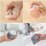 Shampoo & Bath Brush 2-Piece Set, Silicone Scalp Massager Shower Brush, Multi-Purpose for Humans and Pets—Gray