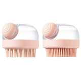 Shampoo & Bath Brush 2-Piece Set, Silicone Scalp Massager Shower Brush, Multi-Purpose for Humans and Pets—Pink