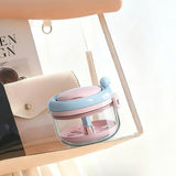 Hand Crank Centrifugal Retainer Cleaning & Storage 2-in-1 Case, Denture and Aligner Cleaner Box with Built-in Mirror—Pink