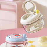 Hand Crank Centrifugal Retainer Cleaning & Storage 2-in-1 Case, Denture and Aligner Cleaner Box with Built-in Mirror—Pink
