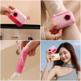 3-in-1 Camera-Shaped Washable Lint Roller, Reusable Portable Pet Hair Remover & Fabric Shaver Brush—Pink
