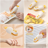 Cute Duck Magnetic Mini Heat Sealer, Rechargeable Portable 2-in-1 Sealer & Cutter For Snack Plastic Bags