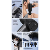 Mini Portable Fascia Gun, 6-Speed Deep Tissue Muscle Massager, Electric Massage Gun for Sports and Home Use—Blue