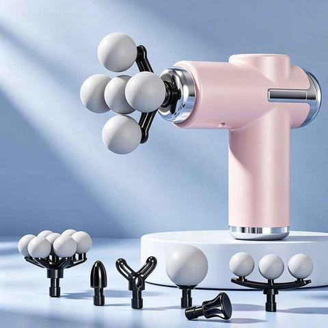 Multi-Head Mini Fascia Gun with 7 Replaceable Massage Heads, Portable Electric Deep Tissue Muscle Massager—Pink In Australia - Darrahopens
