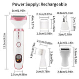 5-in-1 Electric Hair Trimmer with LED Display, Women's Body Shaver for Nose, Eyebrow and Underarm Hair Removal