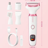 5-in-1 Electric Hair Trimmer with LED Display, Women's Body Shaver for Nose, Eyebrow and Underarm Hair Removal