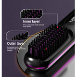 Portable Negative Ion Hair Straightener Brush, 3-Temperature Dual-Use Styling Comb for Travel and Home Use - Blue In Australia - Darrahopens