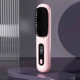 Portable Negative Ion Hair Straightener Brush, 3-Temperature Dual-Use Styling Comb for Travel and Home Use—Pink In Australia - Darrahopens