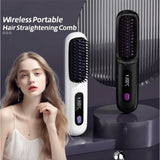 Portable Negative Ion Hair Straightener Brush, 3-Temperature Dual-Use Styling Comb for Travel and Home Use - Purple