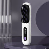 Portable Negative Ion Hair Straightener Brush, 3-Temperature Dual-Use Styling Comb for Travel and Home Use—White In Australia - Darrahopens