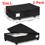 2-Pack -L- Under-Bed Storage Bins with Wheels, Foldable Flat Fabric Storage Containers for Clothes and Miscellaneous Items - Black In Australia - Darrahopens