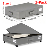 2-Pack -L- Under-Bed Storage Bins with Wheels, Foldable Flat Fabric Storage Containers for Clothes and Miscellaneous Items - Gray In Australia - Darrahopens