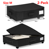 2-Pack -M- Under-Bed Storage Bins with Wheels, Foldable Flat Fabric Storage Containers for Clothes and Miscellaneous Items - Black In Australia - Darrahopens
