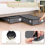 2-Pack -M- Under-Bed Storage Bins with Wheels, Foldable Flat Fabric Storage Containers for Clothes and Miscellaneous Items - Black