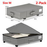 2-Pack -M- Under-Bed Storage Bins with Wheels, Foldable Flat Fabric Storage Containers for Clothes and Miscellaneous Items - Gray In Australia - Darrahopens