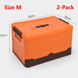 2-Pack M Foldable Plastic Storage Boxes, Stackable Organizer Bins for Closets, Under Beds, Camping, and Car Trunks—Orange In Australia - Darrahopens