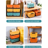 2-Pack M Foldable Plastic Storage Boxes, Stackable Organizer Bins for Closets, Under Beds, Camping, and Car Trunks—Orange
