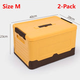 2-Pack M Foldable Plastic Storage Boxes, Stackable Organizer Bins for Closets, Under Beds, Camping, and Car Trunks—Yellow