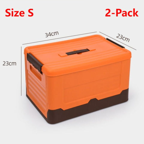 2-Pack S Foldable Plastic Storage Boxes, Stackable Organizer Bins for Closets, Under Beds, Camping, and Car Trunks—Orange In Australia - Darrahopens
