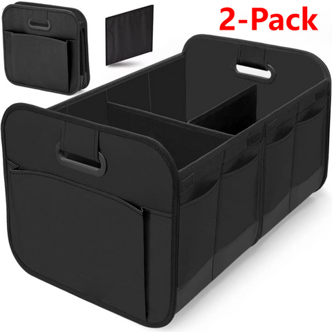 2-Pack - 3-Compartment Foldable Oxford Car Trunk Organizer, Waterproof Storage Bin for Vehicles and Under Beds—Black In Australia - Darrahopens