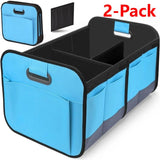 2-Pack - 3-Compartment Foldable Oxford Car Trunk Organizer, Waterproof Storage Bin for Vehicles and Under Beds—Blue In Australia - Darrahopens