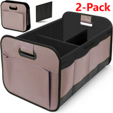 2-Pack - 3-Compartment Foldable Oxford Car Trunk Organizer, Waterproof Storage Bin for Vehicles and Under-Bed Use - Brown In Australia - Darrahopens